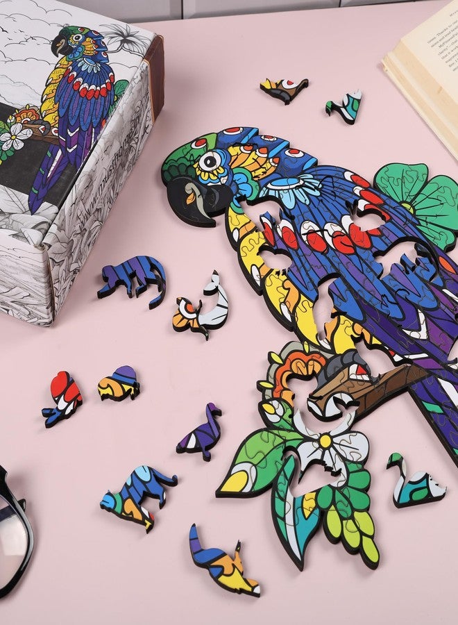 MustHome Puzzle Game for Kids 7 to 10 Years | Wooden Jigsaw Puzzle for Kids & Adults | Wooden Animal-Shaped Owl Puzzle, 150+ Pieces, Mandala Art Design, Ages 6+ | Large A3 Size + (Parrot) - Image 1